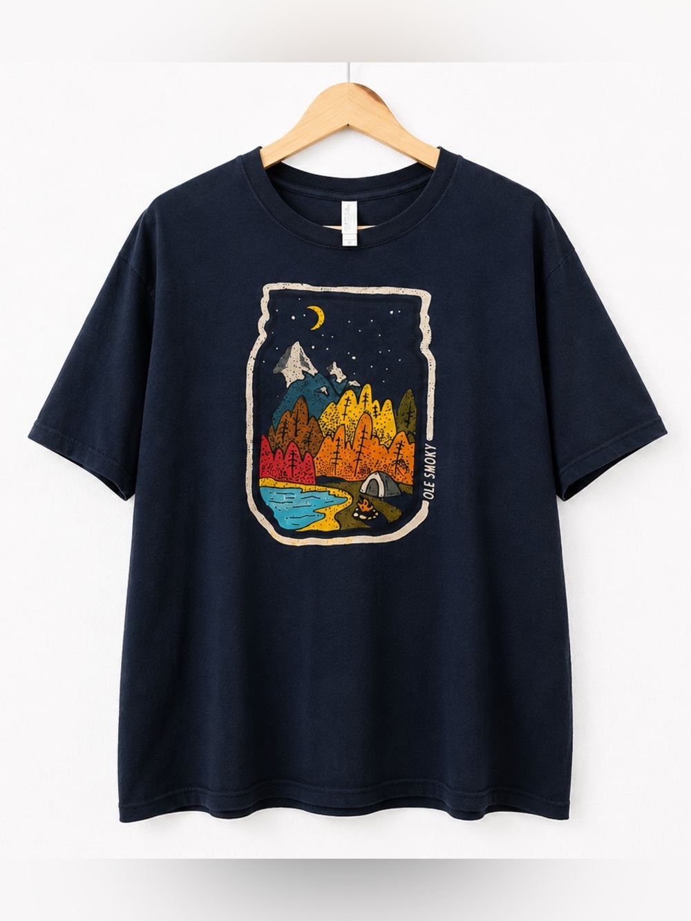 Ole Smoky Moonshine Graphic T-Shirt XL Navy Camping Mountain Tee